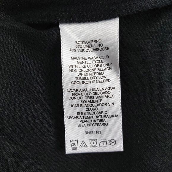 DKNY Dress Womens Medium Black Linen Blend Maxi Tank Sleeveless Side Slit Chic - Picture 11 of 13